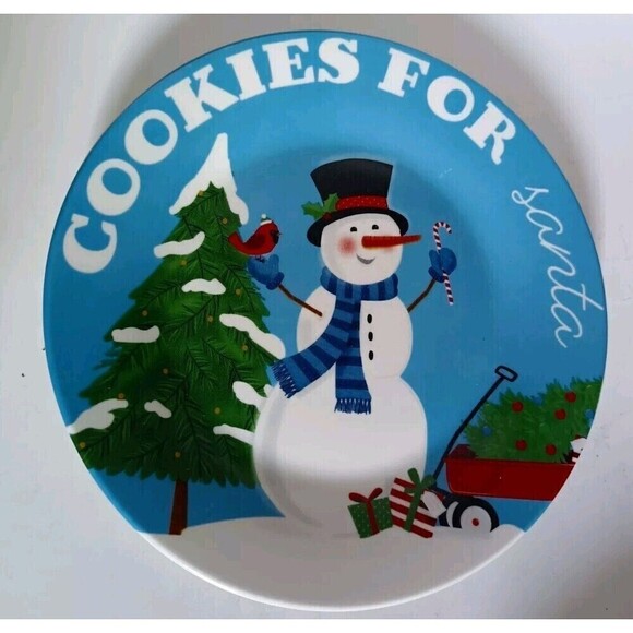 Royal Norfolk Snowman Plate Christmas Cookies For Santa 8 1/4"  New Holidays - Picture 1 of 4